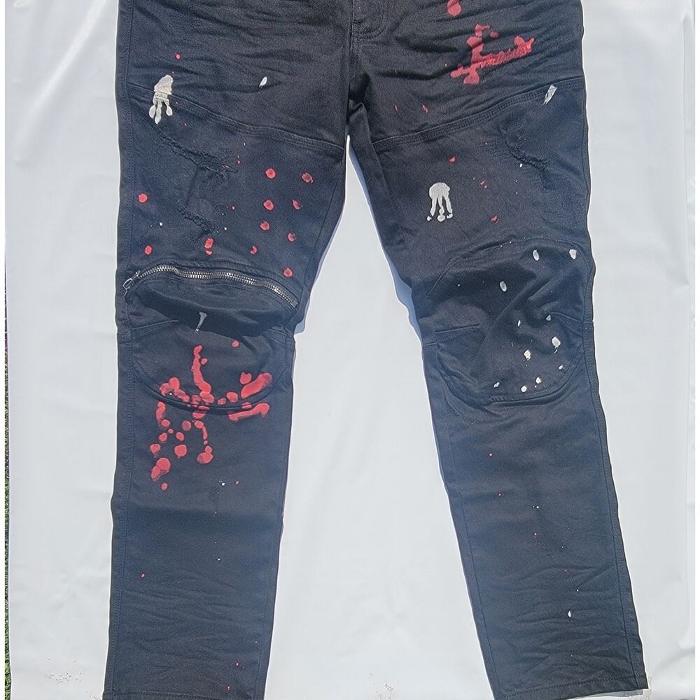 Decibel Painted Cargo Denim Jeans Black Size 40/32